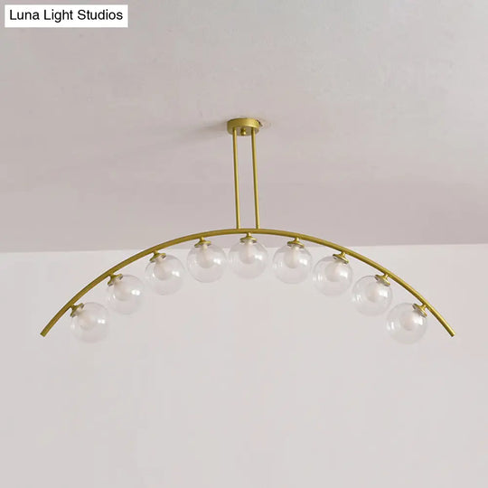 Modern Metal Arc Chandelier With Glass Ball Shades - 5/7/9 Light Pendant Ceiling Fixture