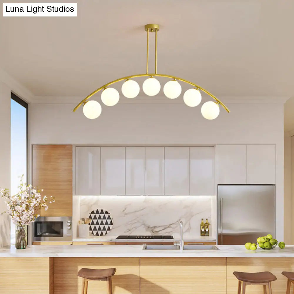 Modern Metal Arc Chandelier With Glass Ball Shades - 5/7/9 Lights Pendant Ceiling Light