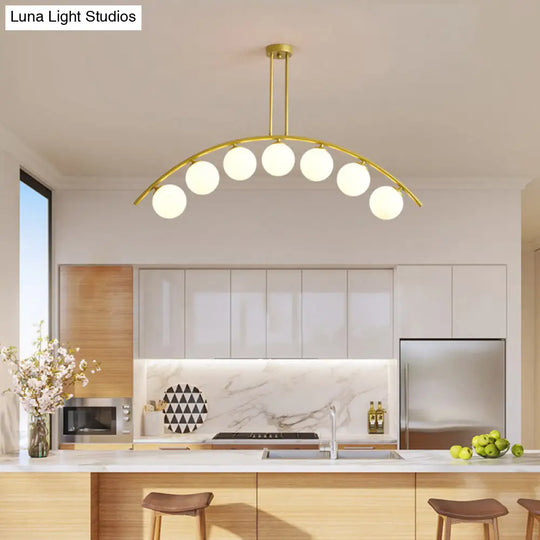 Modern Metal Arc Chandelier With Glass Ball Shades - 5/7/9 Lights Pendant Ceiling Light