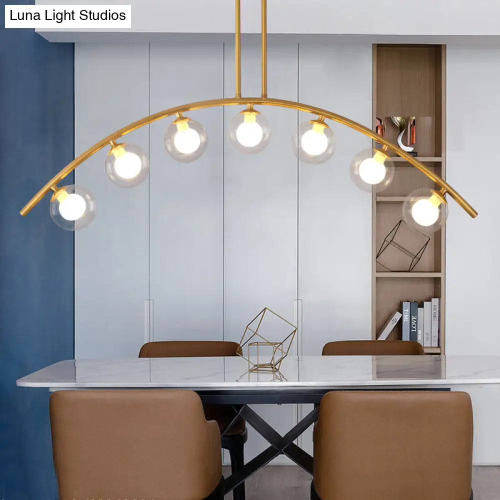 Modern Metal Arc Chandelier With Glass Ball Shades - 5/7/9 Light Pendant Ceiling Fixture