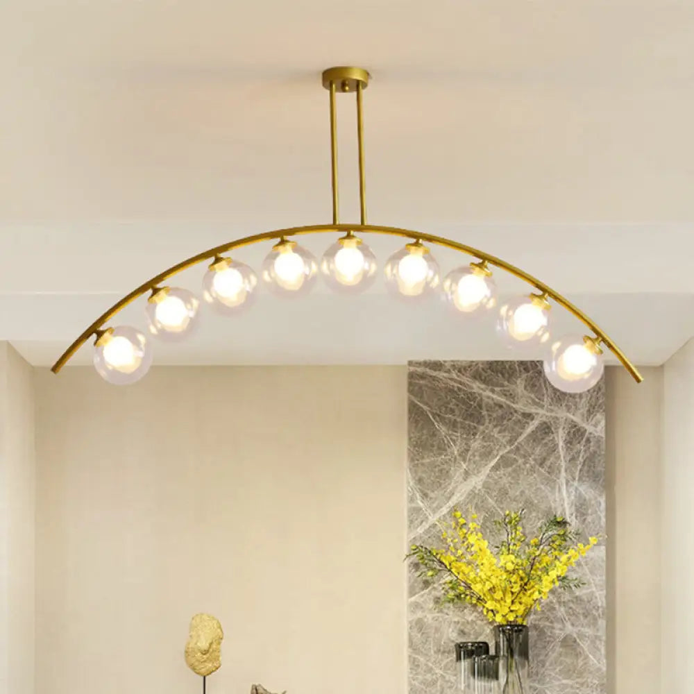 Modern Metal Arc Chandelier With Glass Ball Shades - 5/7/9 Lights Pendant Ceiling Light 9 / Clear