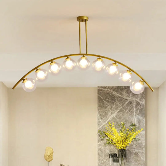 Modern Metal Arc Chandelier With Glass Ball Shades - 5/7/9 Lights Pendant Ceiling Light 9 / Clear