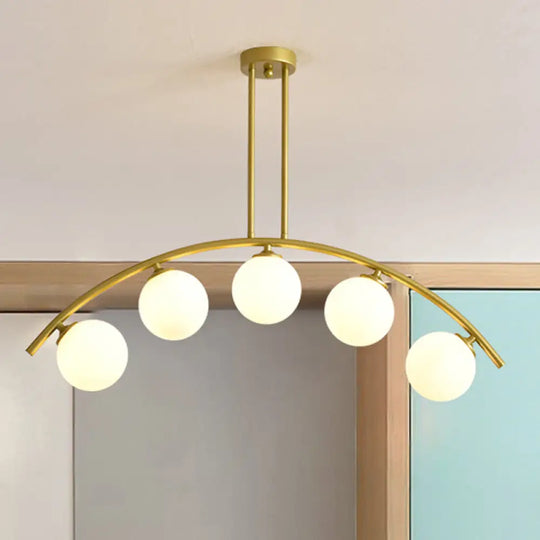 Modern Metal Arc Chandelier With Glass Ball Shades - 5/7/9 Lights Pendant Ceiling Light 5 / White