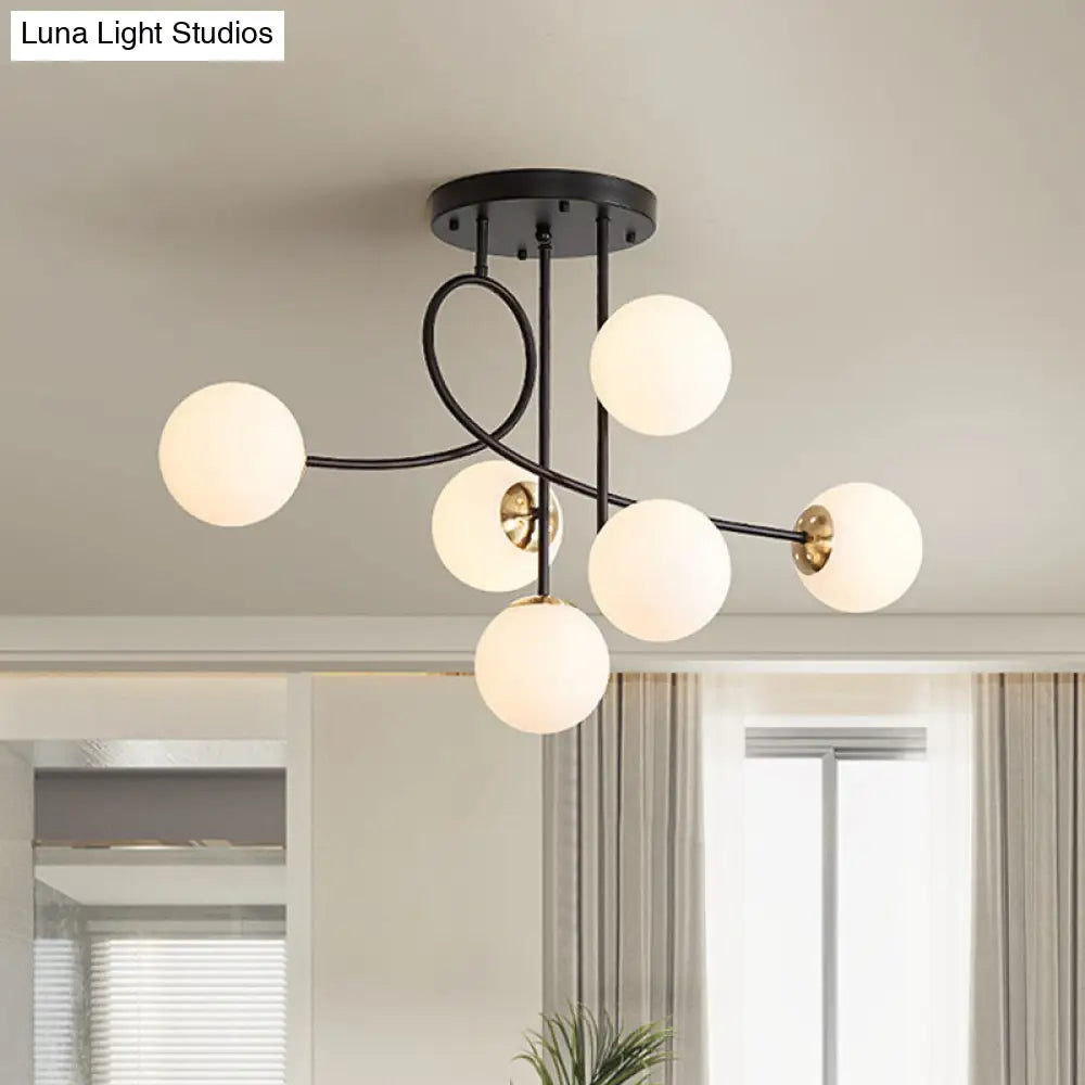 Modern Metal Armed Ceiling Chandelier With 6 Bulbs Black/Gold Finish And Choice Of Smoke Grey Cognac