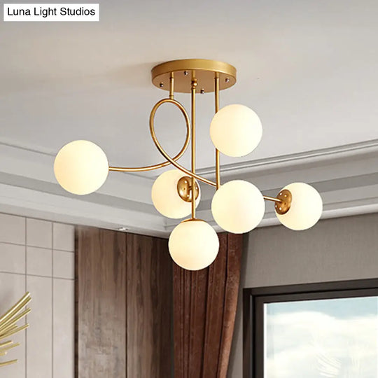 Modern Metal Armed Ceiling Chandelier With 6 Bulbs Black/Gold Finish And Choice Of Smoke Grey Cognac