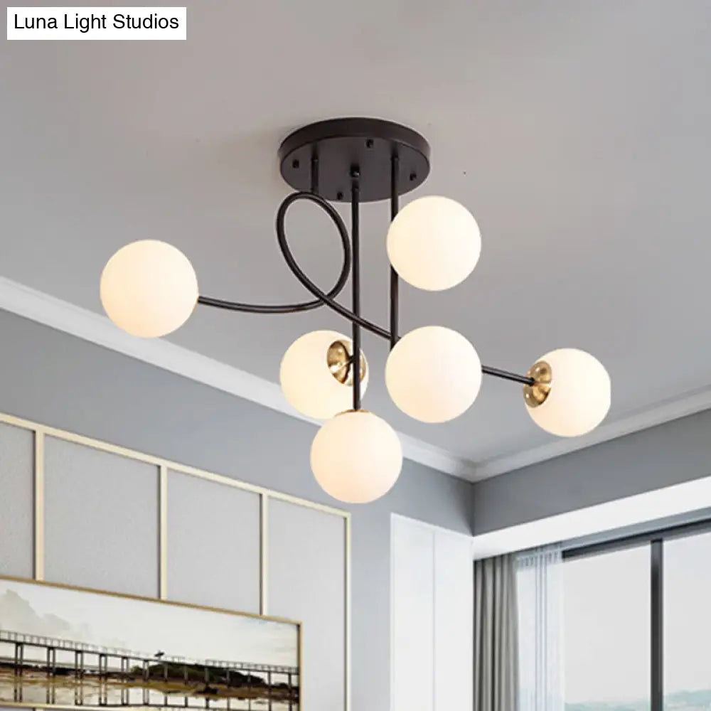 Modern Metal Armed Ceiling Chandelier With 6 Bulbs Black/Gold Finish And Choice Of Smoke Grey Cognac