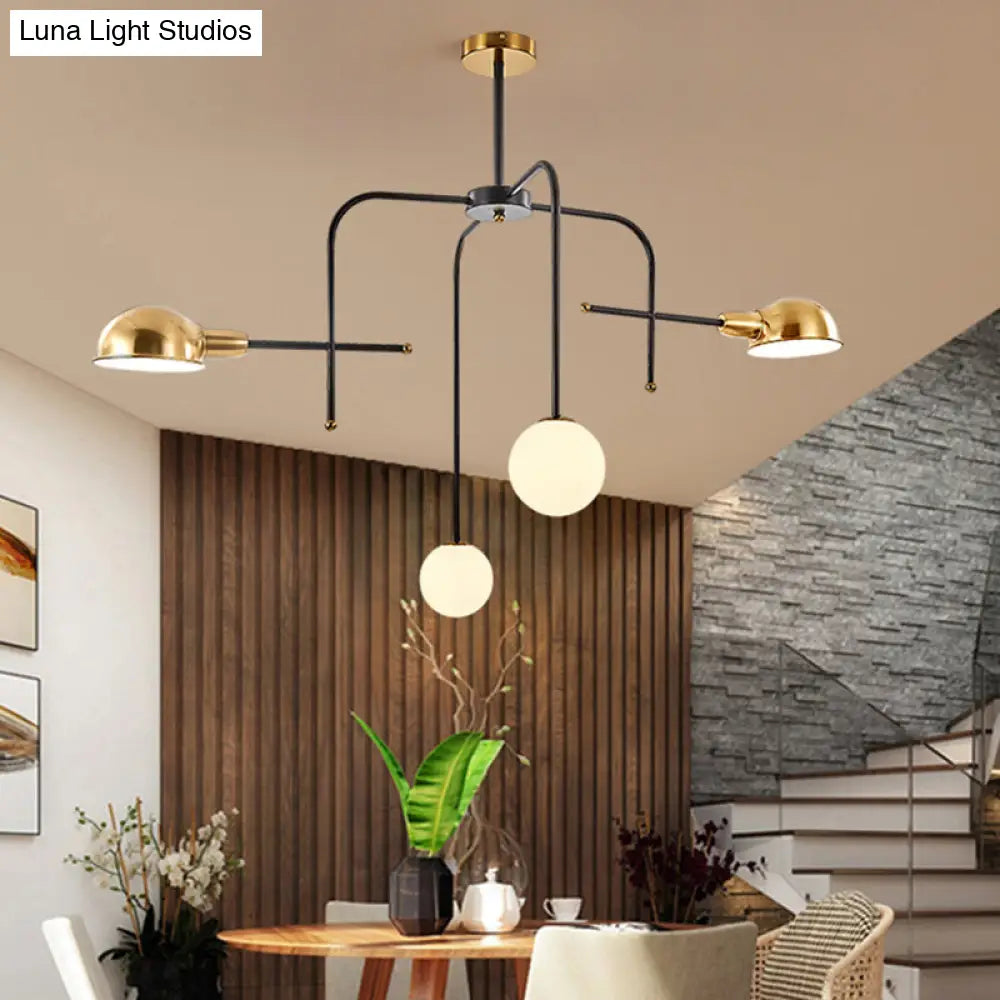 Modern Metal Hanging Chandelier With Arms - Black And Gold 2/4 Bulbs 4 / Black-Gold