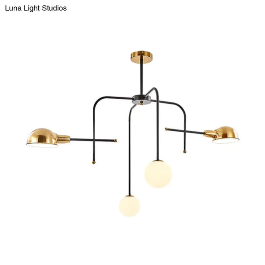 Modern Metal Hanging Chandelier With Arms - Black And Gold 2/4 Bulbs