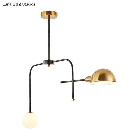 Modern Metal Armed Chandelier With 2/4 Bulbs Black And Gold Finish Ceiling Suspension Lamp