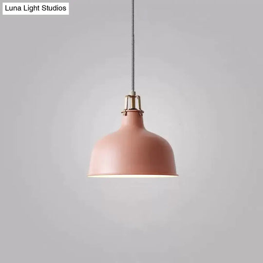 Modern Metal Barn Hanging Pendant Light For Dining Room - 1-Head Suspension Pink / A