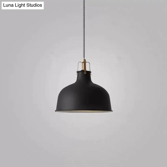 Modern Metal Barn Hanging Pendant Light For Dining Room - 1-Head Suspension Black / A