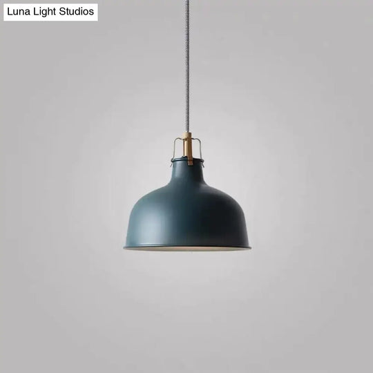 Modern Metal Barn Hanging Pendant Light For Dining Room - 1-Head Suspension Dark Blue / A