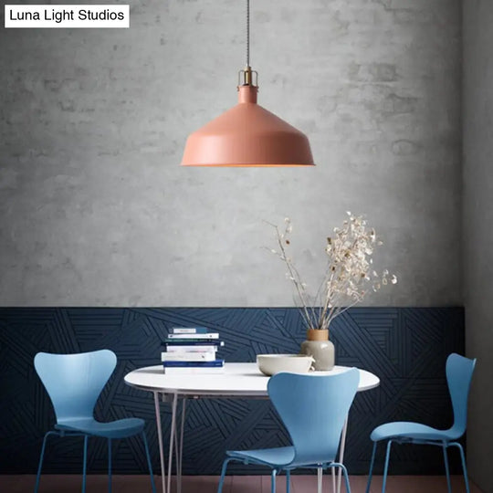 Modern Metal Barn Hanging Pendant Light For Dining Room - 1-Head Suspension Pink / B