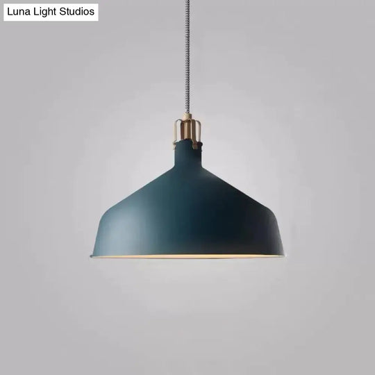 Modern Metal Barn Hanging Pendant Light For Dining Room - 1-Head Suspension Dark Blue / B