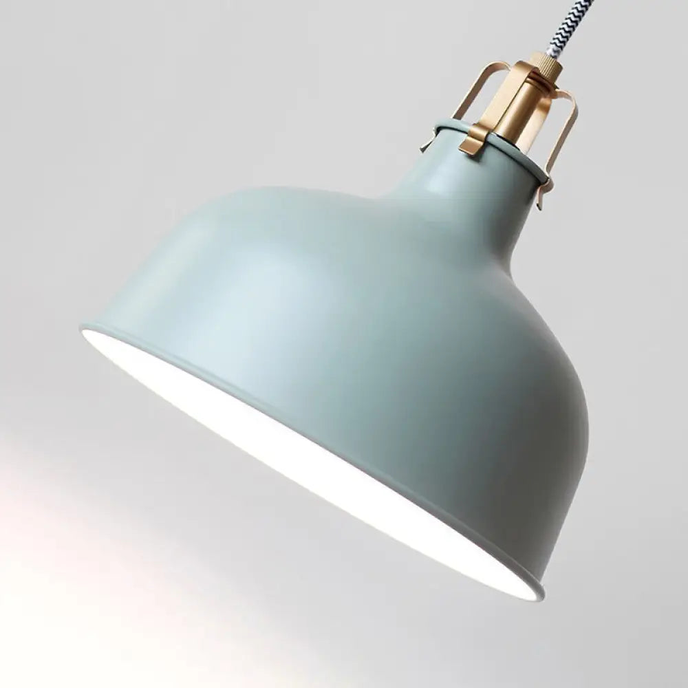 Modern Metal Barn Pendant Light For Dining Room - 1-Head Suspension Blue / A