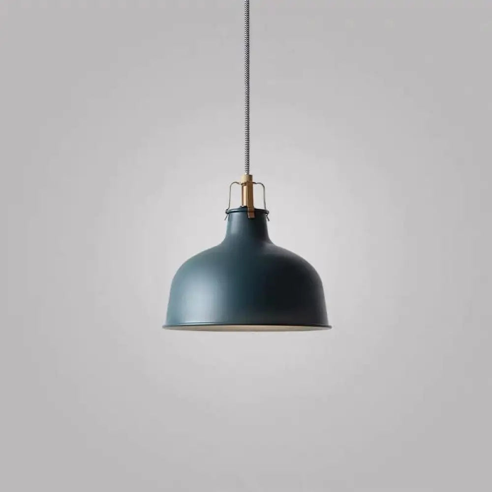 Modern Metal Barn Pendant Light For Dining Room - 1-Head Suspension Dark Blue / A