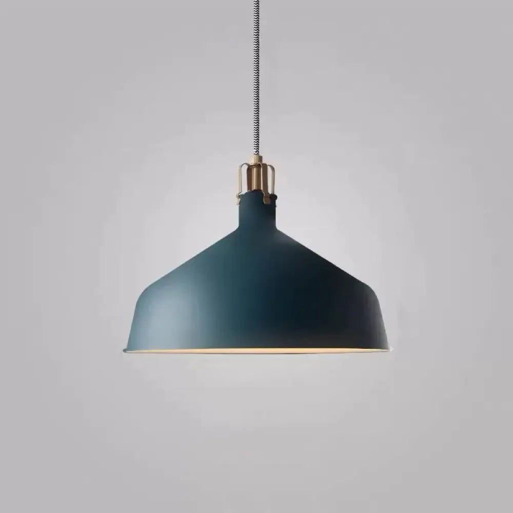 Modern Metal Barn Pendant Light For Dining Room - 1-Head Suspension Dark Blue / B