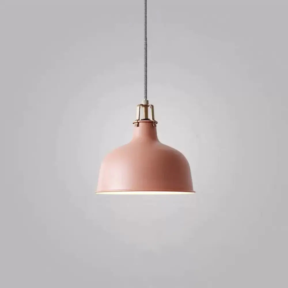 Modern Metal Barn Pendant Light For Dining Room - 1-Head Suspension Pink / A