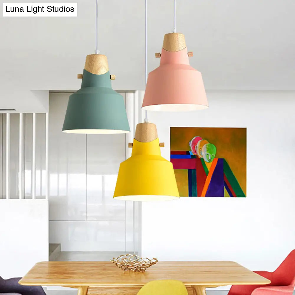 Modern Metal Bell/Dome Pendant Ceiling Light - 1 8.5’/14’ Dia Pink/Yellow/Green