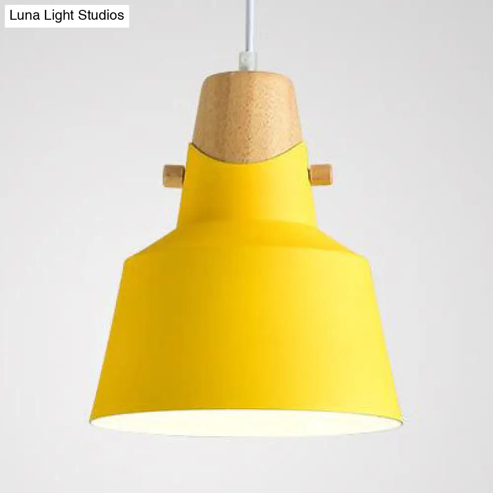 Bell/Dome Pendant Light Metal 1 8.5/14 Dia Pink/Yellow/Green Hanging Lamp - Modern Design Yellow /