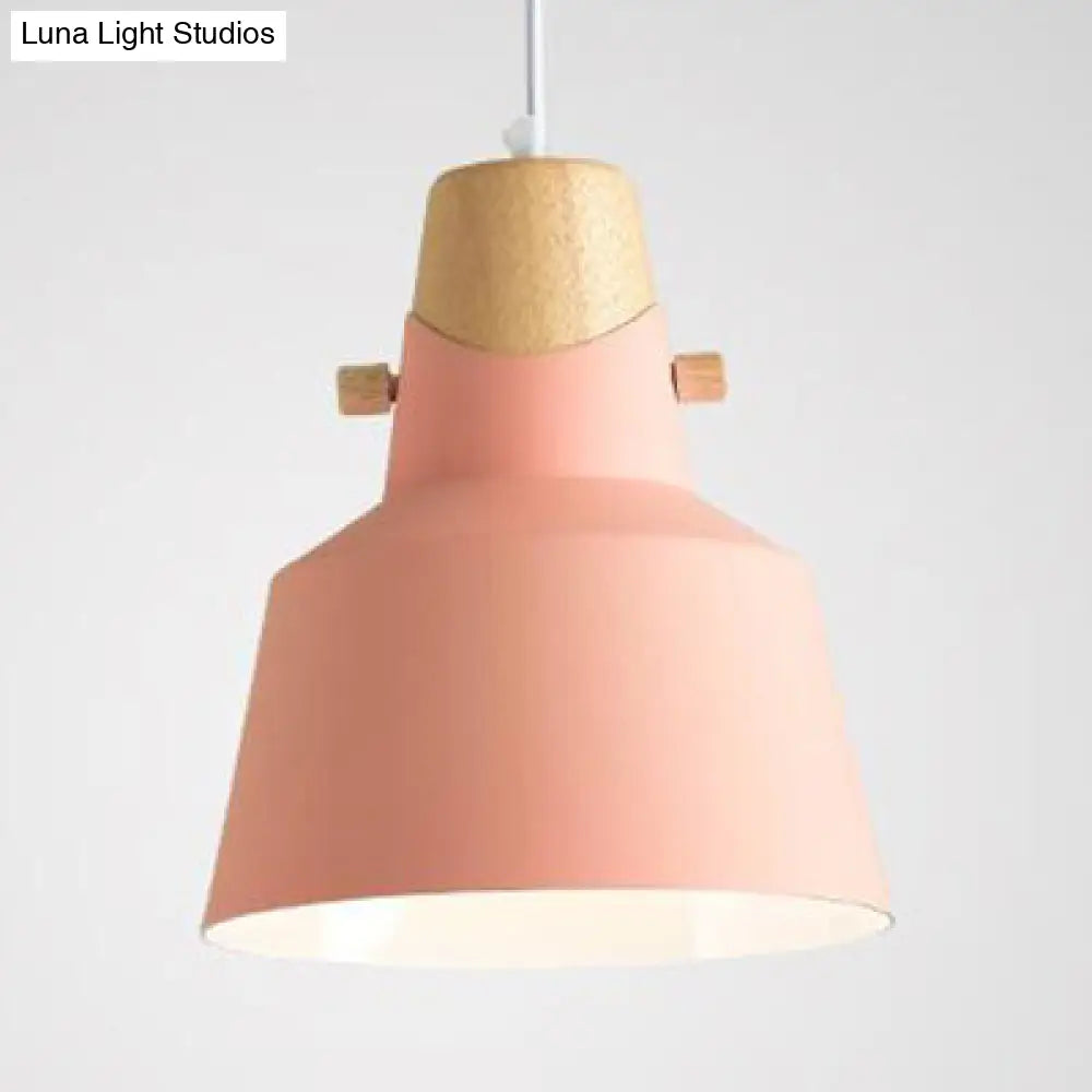 Bell/Dome Pendant Light Metal 1 8.5/14 Dia Pink/Yellow/Green Hanging Lamp - Modern Design Pink / 8.5