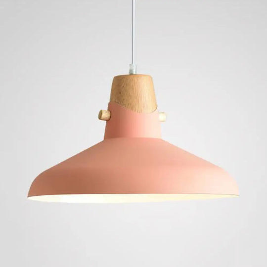 Modern Metal Bell/Dome Pendant Ceiling Light - 1 8.5’/14’ Dia Pink/Yellow/Green Pink / 14’