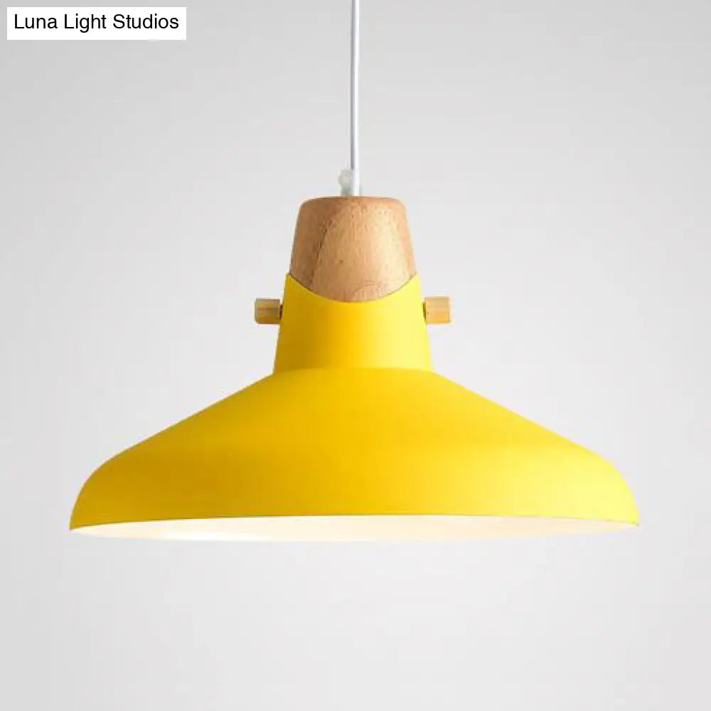 Bell/Dome Pendant Light Metal 1 8.5/14 Dia Pink/Yellow/Green Hanging Lamp - Modern Design Yellow /