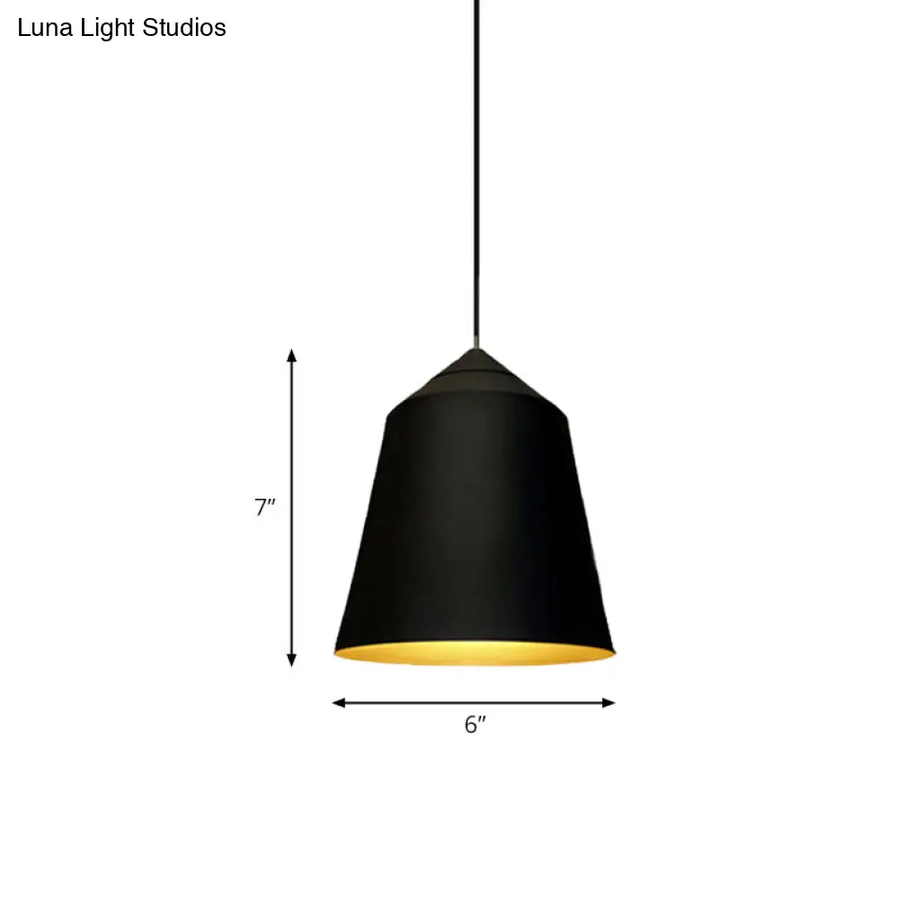 Contemporary 6/13 Wide Bell Pendant Light - Elegant Metal Design 1 Black/White Ceiling Hanging