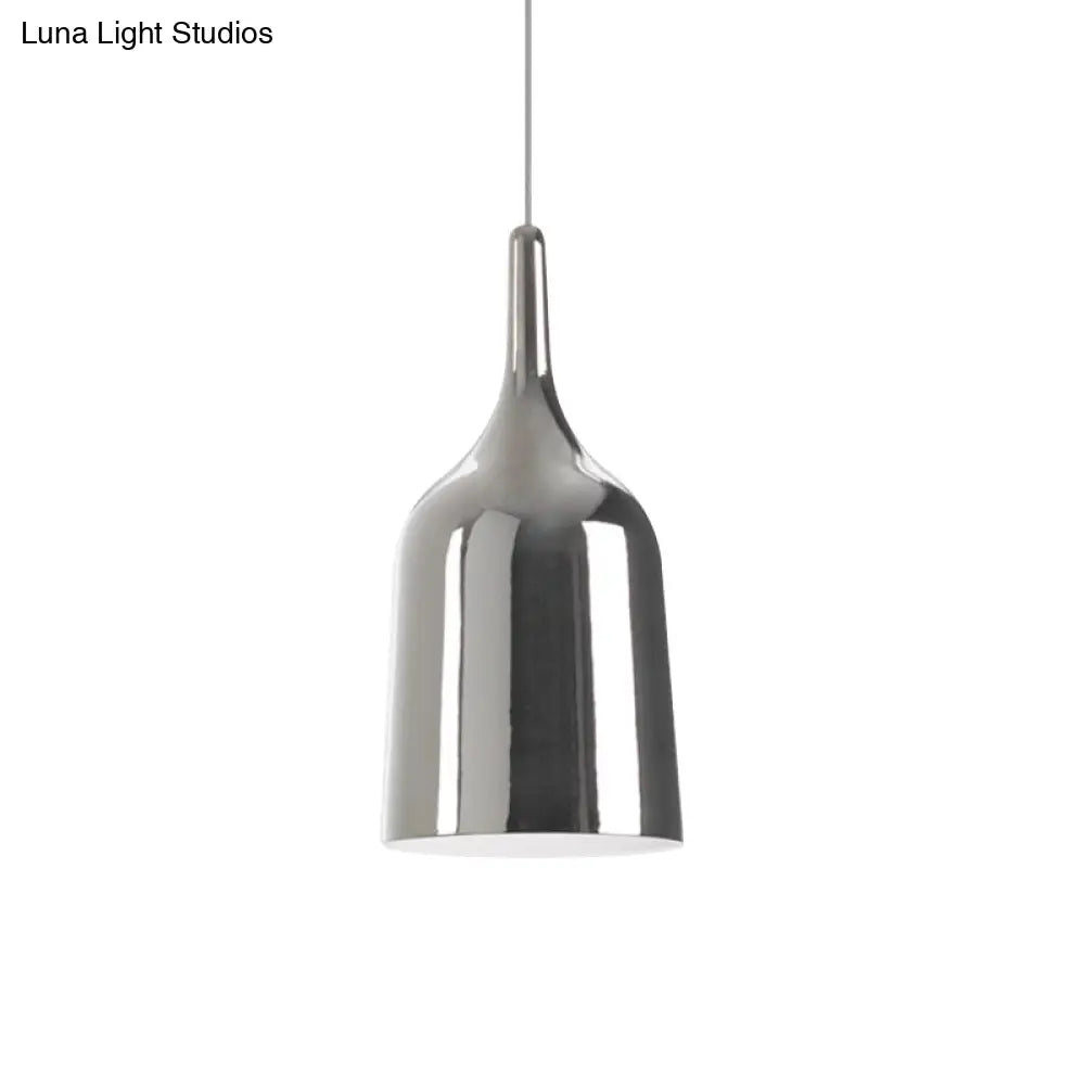 Modern Metal Bell Pendant Light - 6’/8’/10.5’ Wide 1 Black/White/Chrome Hanging Ceiling Lamp