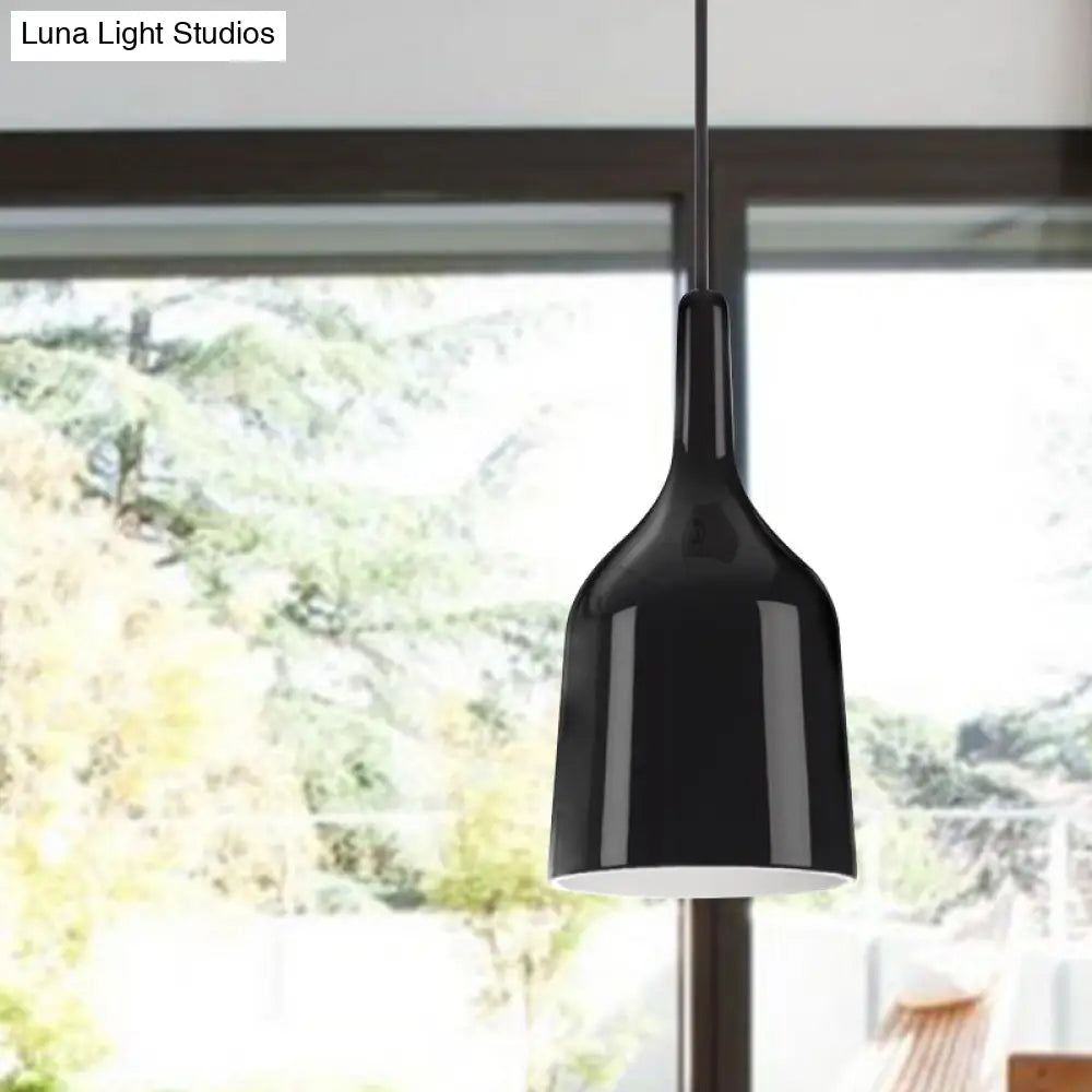 Modern Metal Bell Pendant Light - 6’/8’/10.5’ Wide 1 Black/White/Chrome Hanging Ceiling Lamp