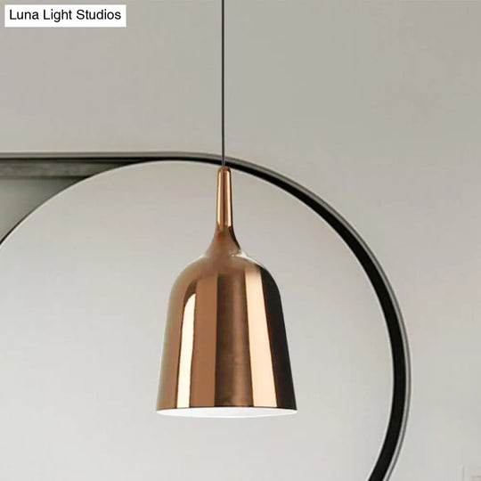 Bunda - Modern 6/8/10.5 Wide Bell Pendant Lighting Metal 1 Light Black/White/Chrome Hanging Ceiling