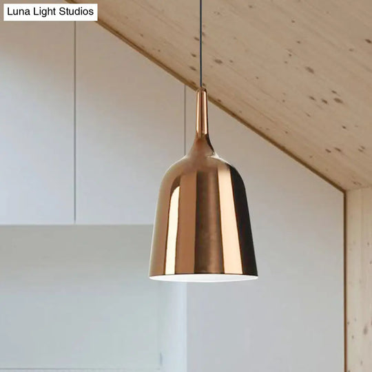 Bunda - Modern 6/8/10.5 Wide Bell Pendant Lighting Metal 1 Light Black/White/Chrome Hanging Ceiling