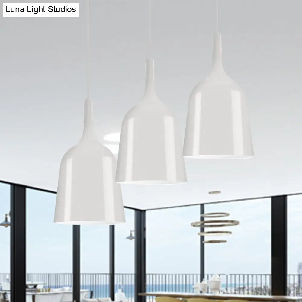 Modern Metal Bell Pendant Light - 6’/8’/10.5’ Wide 1 Black/White/Chrome Hanging Ceiling Lamp