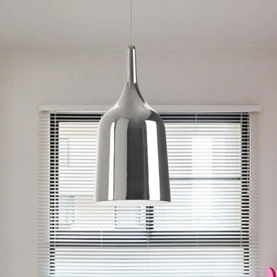 Modern Metal Bell Pendant Light - 6’/8’/10.5’ Wide 1 Black/White/Chrome Hanging Ceiling Lamp