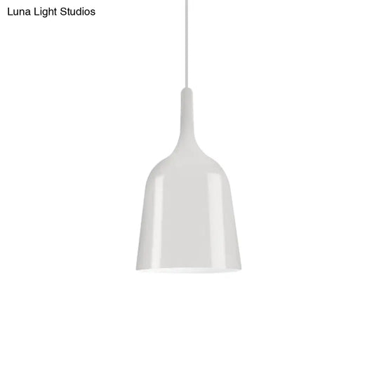 Bunda - Modern 6/8/10.5 Wide Bell Pendant Lighting Metal 1 Light Black/White/Chrome Hanging Ceiling