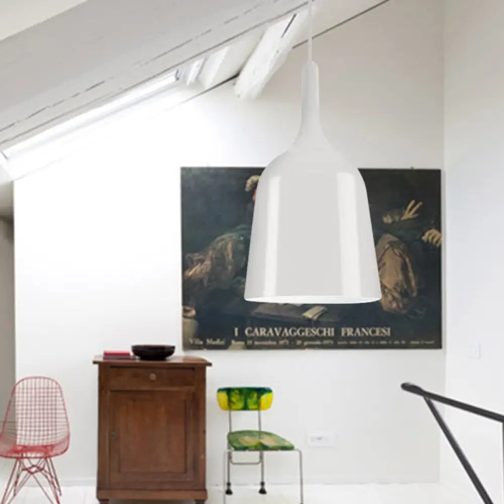 Modern Metal Bell Pendant Light - 6’/8’/10.5’ Wide 1 Black/White/Chrome Hanging Ceiling Lamp