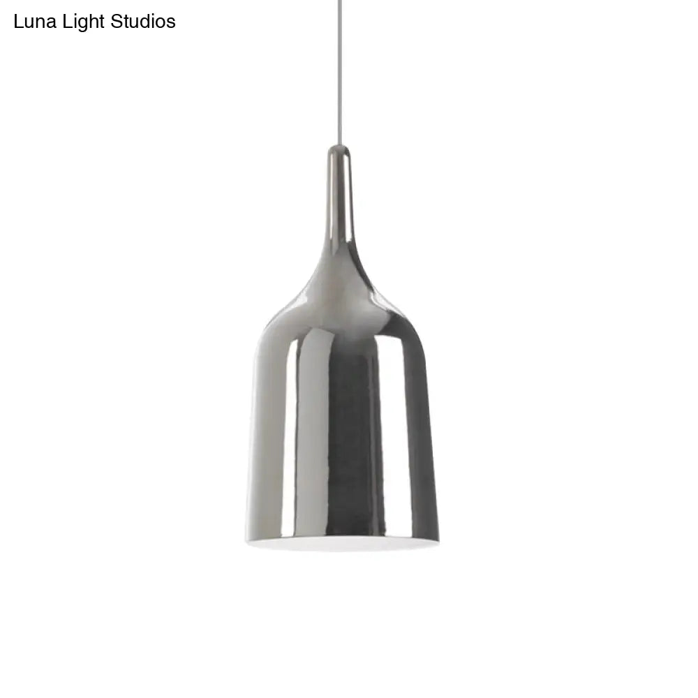 Bunda - Modern 6/8/10.5 Wide Bell Pendant Lighting Metal 1 Light Black/White/Chrome Hanging Ceiling