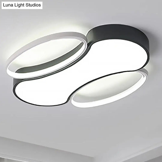 Modern Metal Black And White Led Flush Mount Ceiling Light - 19.5/25.5 Width Black-White / 19.5