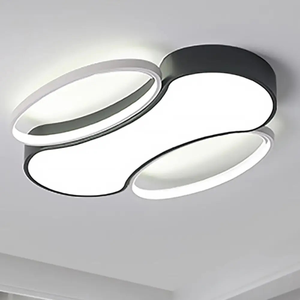 Modern Metal Black And White Led Flush Mount Ceiling Light - 19.5’/25.5’ Width Black - White / 19.5’