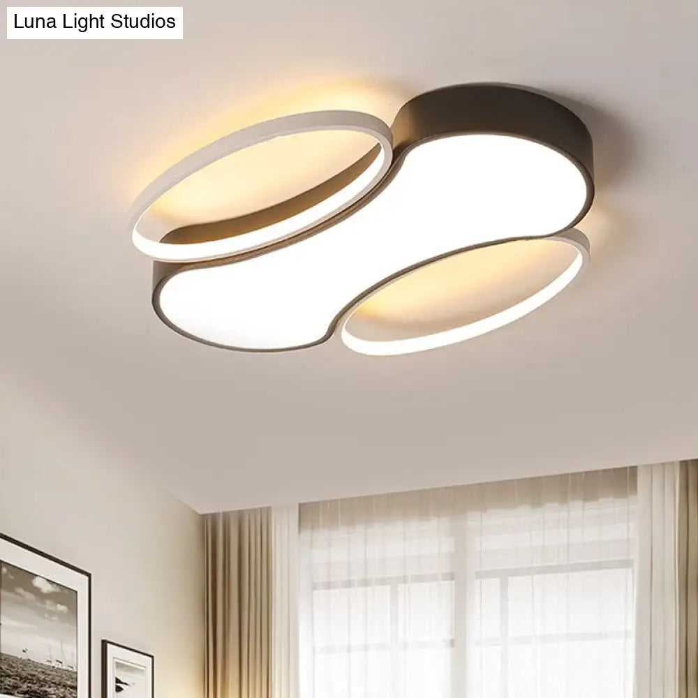 Modern Metal Black And White Led Flush Mount Ceiling Light - 19.5’/25.5’ Width