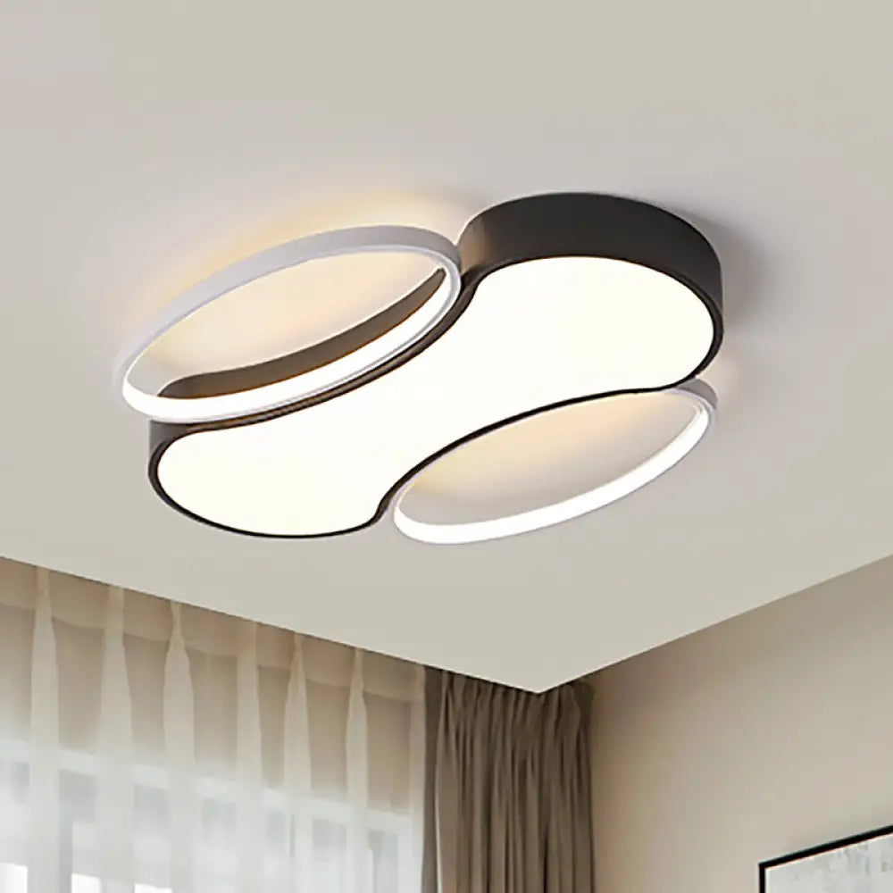 Modern Metal Black And White Led Flush Mount Ceiling Light - 19.5’/25.5’ Width Black - White /