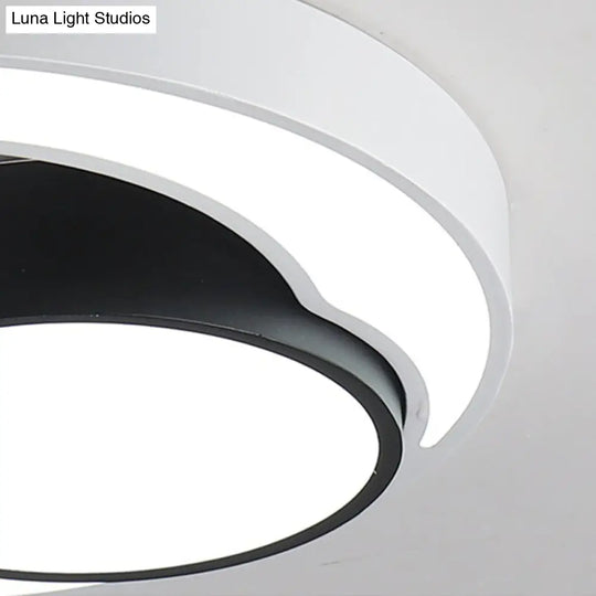 Modern Metal Black And White Round Led Flush Light - 16/19.5/23.5 Wide Warm/White