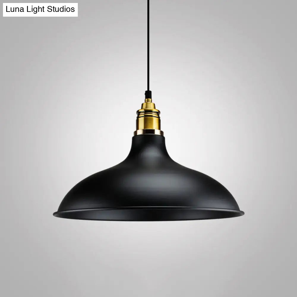 Industrial Geometric Metal Pendant Light With Black Finish And Single Bulb / A