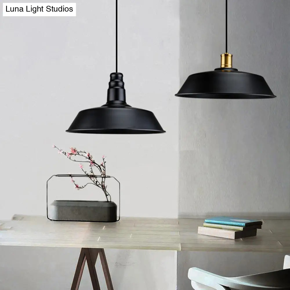 Industrial Geometric Metal Pendant Light With Black Finish And Single Bulb