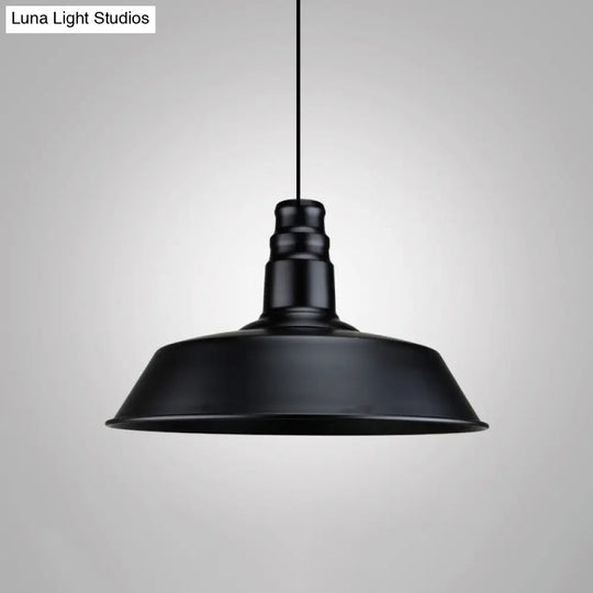 Industrial Geometric Metal Pendant Light With Black Finish And Single Bulb / E