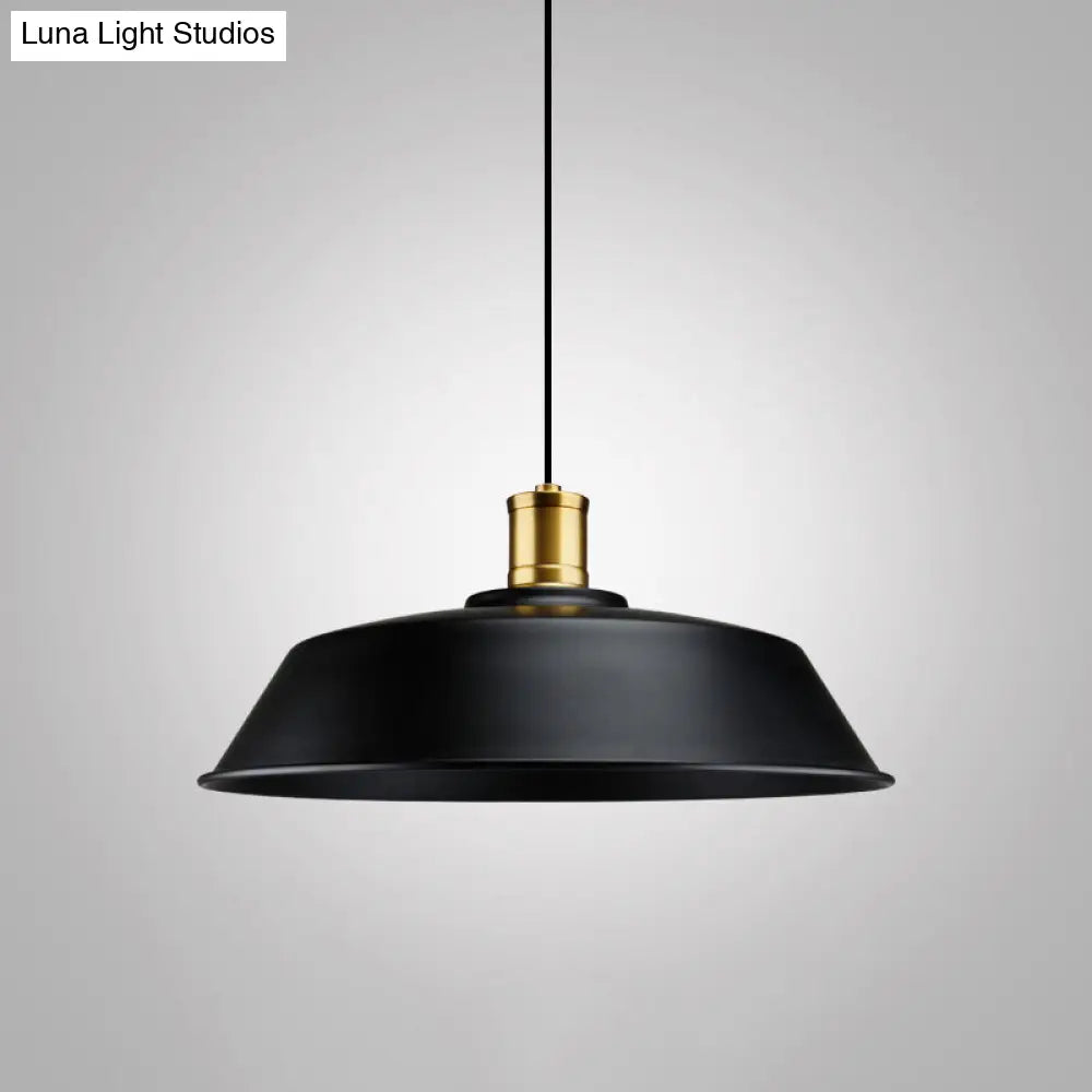 Industrial Geometric Metal Pendant Light With Black Finish And Single Bulb / B