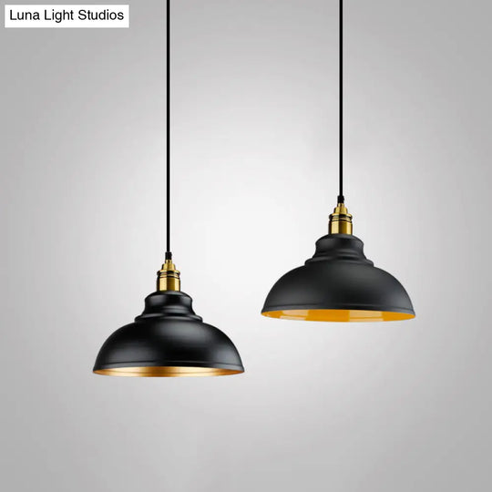 Industrial Geometric Metal Pendant Light With Black Finish And Single Bulb / K