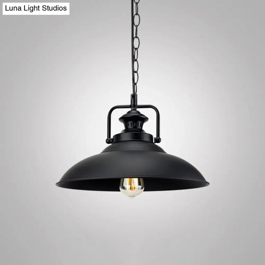 Industrial Geometric Metal Pendant Light With Black Finish And Single Bulb / G