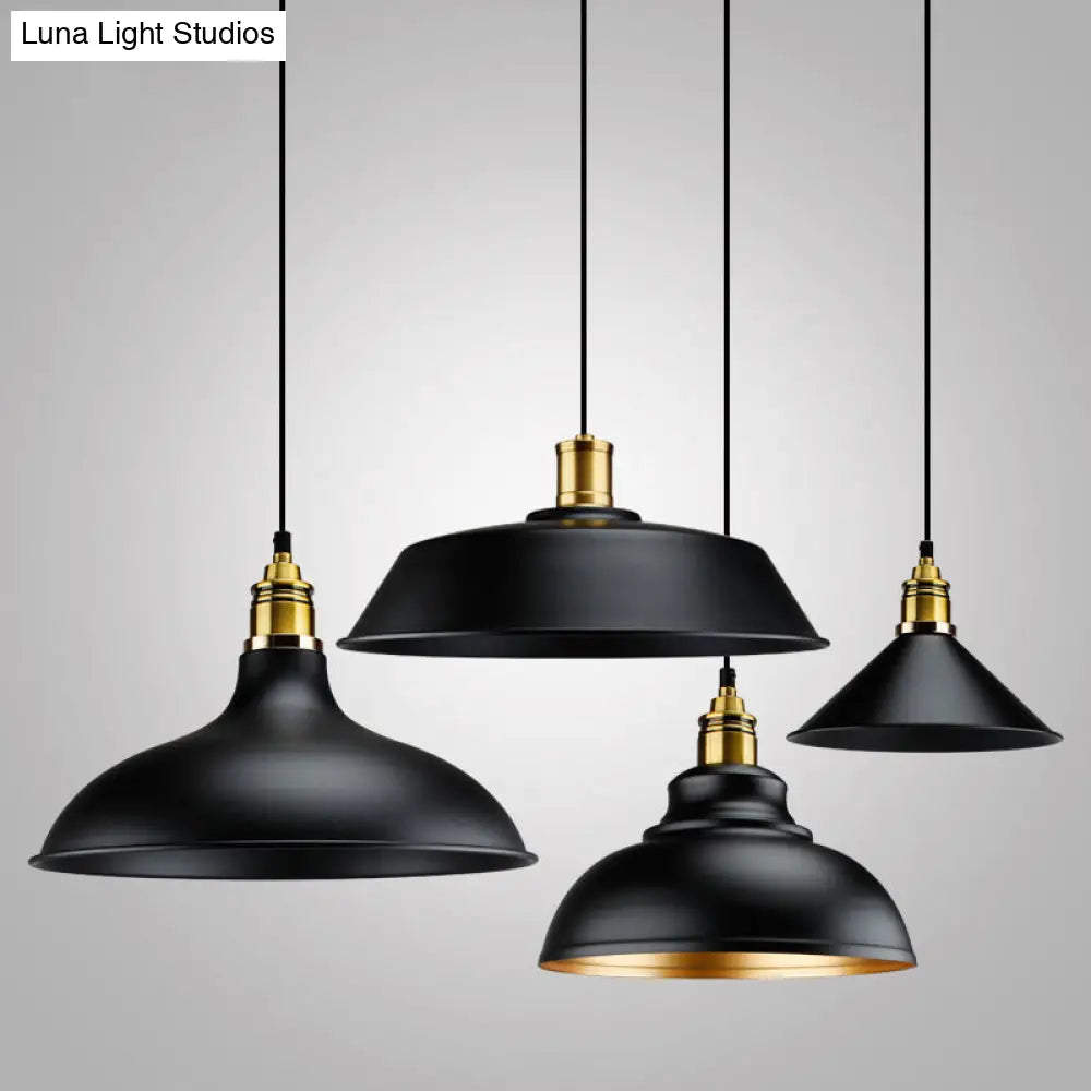 Industrial Geometric Metal Pendant Light With Black Finish And Single Bulb
