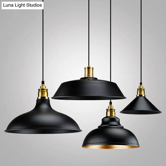 Industrial Geometric Metal Pendant Light With Black Finish And Single Bulb